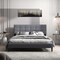 Costway Queen Upholstered Platform Bed Mattress Foundation Button Tufted Headboard Blue/Grey